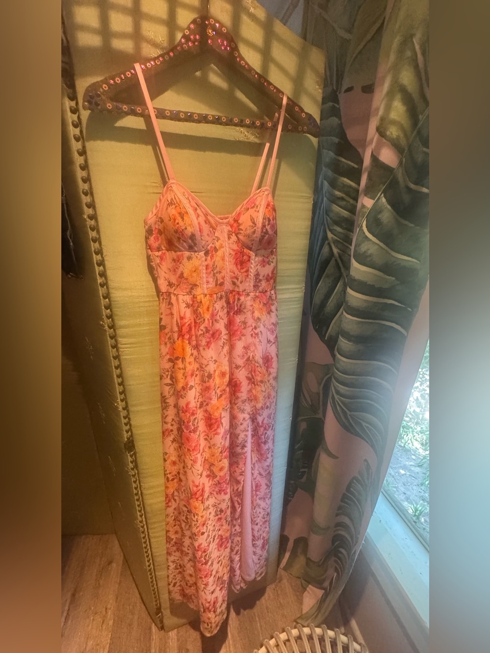 Crystal Doll Pink Floral Slip Maxi Dress